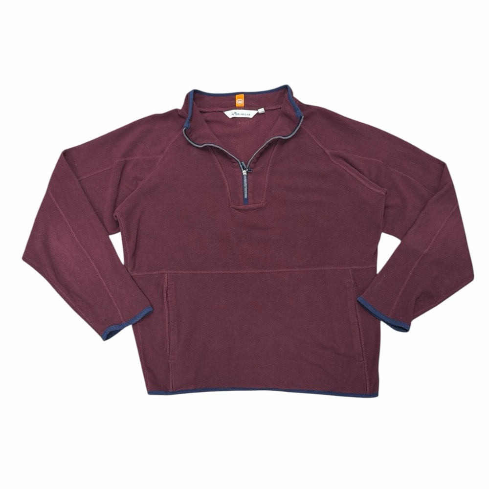 Peter Millar Burgundy Fleece Quarter Zip Pullover